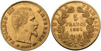 5 franków 1860/A, Paryż, złoto 1.61 g, piękny eg