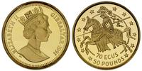 50 funtów= 70 ecus 1991, złoto "500" 6.29 g