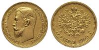 5 rubli 1909, Petersburg, złoto 4.30 g, rzadkie