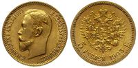 5 rubli 1903, Petersburg, złoto 4.30 g, piękny