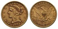 5 dolarów 1903/S, San Francisco, złoto 8,36 g