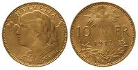 10 franków 1912/B, Berno, złoto 3.24 g, bardzo ł