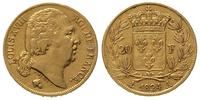 20 franków 1824/A, Paryż, złoto 6.42 g, Fr. 538