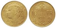 10 franków 1911/B, Berno, złoto 3.22 g, rzadki r