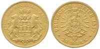 20 marek 1877 / J, Hamburg, złoto 7.86 g