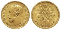 5 rubli 1902/AP, Petersburg, złoto 4.29 g