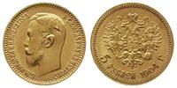 5 rubli 1904/AP, Petersburg, złoto 4.30 g