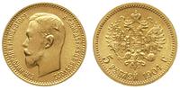 5 rubli 1904/AP, Petersburg, złoto 4.30 g