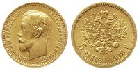 5 rubli 1902/AP, Petersburg, złoto 4.30 g