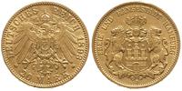 20 marek 1893 / J, Hamburg, złoto 7.94 g, Jaeger