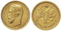 5 rubli 1909/EB, Petersburg, złoto 4.31 g, uszko