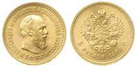 5 rubli 1889, Petersburg, złoto 6.45 g, bardzo ł