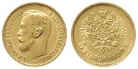 5 rubli 1899/FZ, Petersburg, złoto 4.30 g, bardz