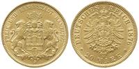 20 marek 1876/J, Hamburg, złoto 7.94 g, ładne, J
