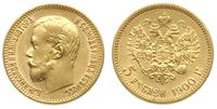 5 rubli 1900/FZ, Petersburg, złoto 4.29 g, bardz