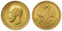 10 rubli 1903/AR, Petersburg, złoto 8.60 g, pięk