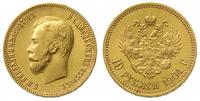 10 rubli 1904/AR, Petersburg, złoto 8.60 g, ślad