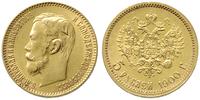 5 rubli 1900/FZ, Petersburg, złoto 4.30 g, bardz