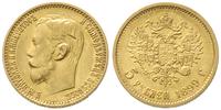 5 rubli 1899/FZ, Petersburg, złoto 4.29 g, bardz