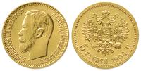 5 rubli 1904, Petersburg, złoto 4.29 g, piękne, 