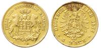 5 marek 1877/J, Hamburg, złoto 1.94 g, ślad po z