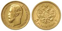 5 rubli 1904/AP, Petersburg, złoto 4.29 g, bardz