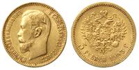 5 rubli 1903/AP, Petersburg, złoto 4.29 g, bardz