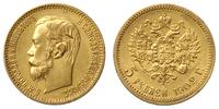 5 rubli 1902/AP, Petersburg, złoto 4.28 g, bardz