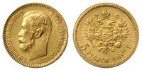 5 rubli 1902/AP, Petersburg, złoto 4.30 g, bardz