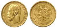 5 rubli 1899/FZ, Petersburg, złoto 4.29 g, bardz