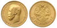 10 rubli 1902/AP, Petersburg, złoto 8.59 g, bard
