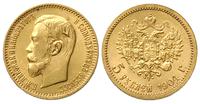 5 rubli 1904/AP, Petersburg, złoto 4.30 g, Kazak