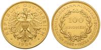 100 koron 1924, złoto 33.89 g, rzadkie, Friedber
