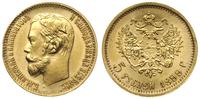 5 rubli 1899/ФЗ, Petersburg, złoto 4,30 g, Kazak