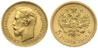 5 rubli 1903/АР, Petersburg, złoto 4,30 g, Kazak