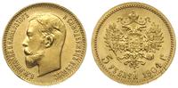 5 rubli 1904/АР, Petersburg, złoto 4,31 g, Kazak
