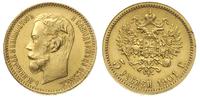 5 rubli 1901/FZ, Petersburg, złoto 4.30 g