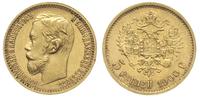5 rubli 1900 / ФЗ, Petersburg, złoto 4.30 g, pię