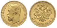 5 rubli 1904 / AP, Petersburg, złoto 4.30 g, wyś