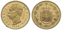 20 lirów 1885 / R, Rzym, złoto 6.44 g, pięknie z