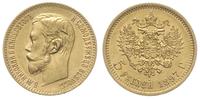 5 rubli 1897/АГ, Petersburg, złoto 4.29 g, Kazak