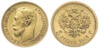 5 rubli 1901/ФЗ, Petersburg, złoto 4.30 g, Kazak