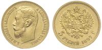 5 rubli 1897/АГ, Petersburg, złoto 4.31 g, Kazak