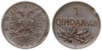 1 qindar ar 1935 R, Rzym, brąz, patyna, wada krą