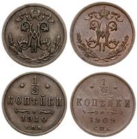 Rosja, zestaw: 2 x 1/2 kopiejki, 1909 i 1910 r.