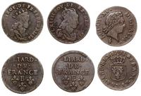 zestaw 3 monet, 1 liard 1656 (Rouen), 1 liard 17