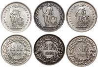Szwajcaria, zestaw 3 x 2 franki, 1886, 1922, 1946 ( I- )