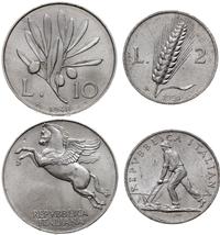 lot 2 monet, Rzym, 2 liry 1950 i 10 lirów 1948, 
