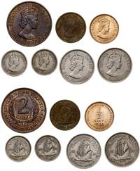 lot 7 monet, 1/2 centa 1958, 2 centy 1955, 5 cen