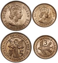 lot 2 monet, Londyn, 3 mils 1955 i 5 mils 1956, 